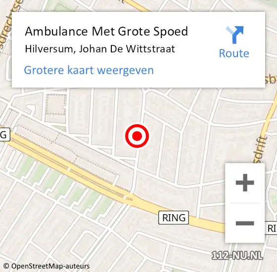 Locatie op kaart van de 112 melding: Ambulance Met Grote Spoed Naar Hilversum, Johan De Wittstraat op 22 november 2017 21:51