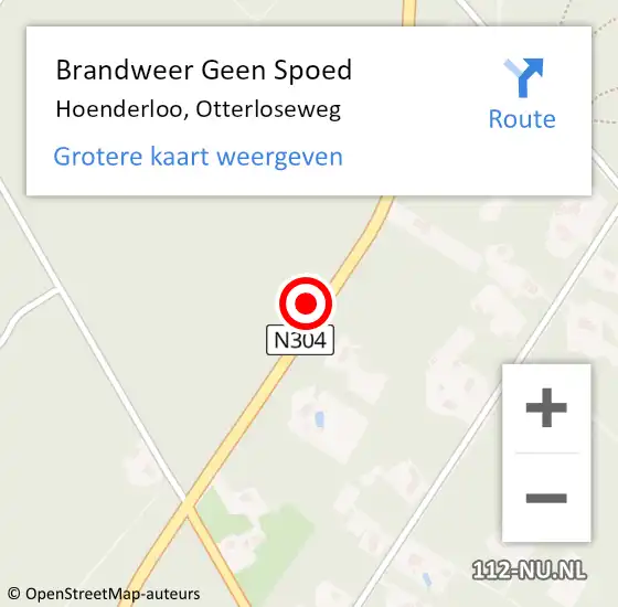 Locatie op kaart van de 112 melding: Brandweer Geen Spoed Naar Hoenderloo, Otterloseweg op 22 november 2017 21:53