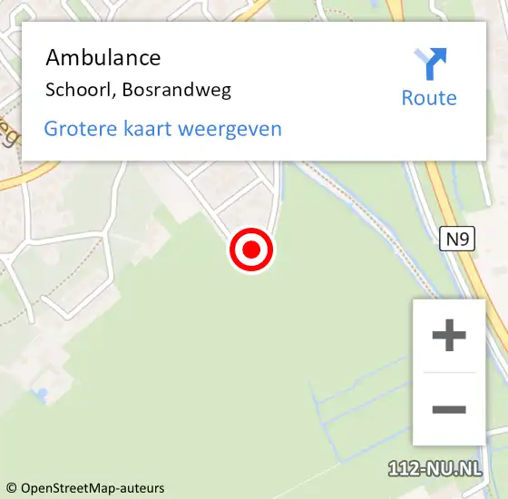 Locatie op kaart van de 112 melding: Ambulance Schoorl, Bosrandweg op 22 november 2017 21:58