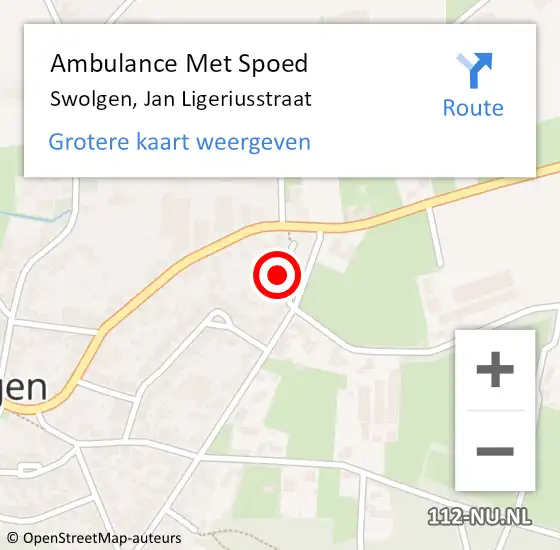 Locatie op kaart van de 112 melding: Ambulance Met Spoed Naar Swolgen, Jan Ligeriusstraat op 22 november 2017 22:05