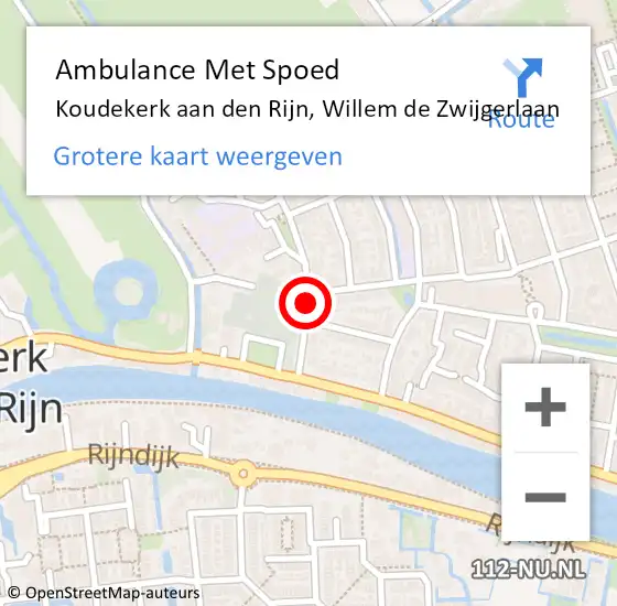 Locatie op kaart van de 112 melding: Ambulance Met Spoed Naar Koudekerk aan den Rijn, Willem de Zwijgerlaan op 22 november 2017 22:15