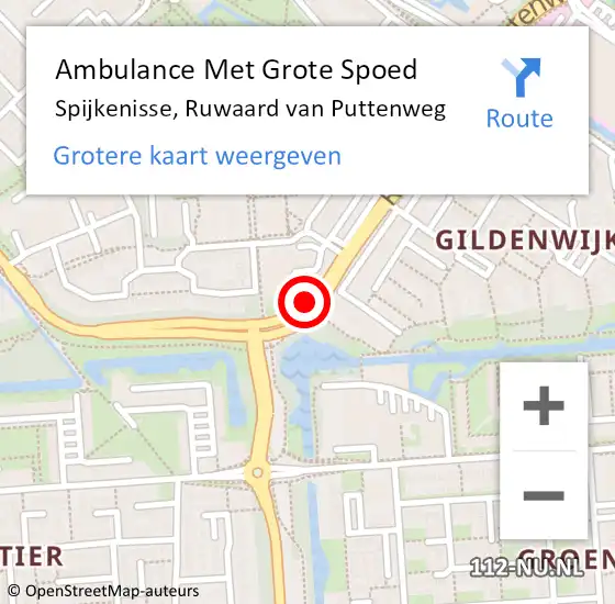 Locatie op kaart van de 112 melding: Ambulance Met Grote Spoed Naar Spijkenisse, Ruwaard van Puttenweg op 22 november 2017 22:36