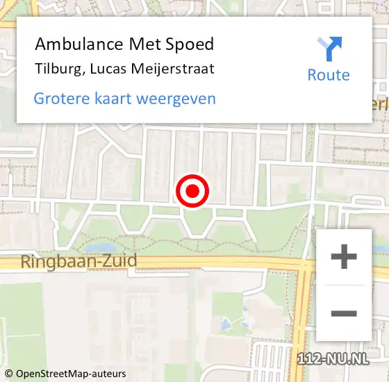 Locatie op kaart van de 112 melding: Ambulance Met Spoed Naar Tilburg, Lucas Meijerstraat op 22 november 2017 22:38
