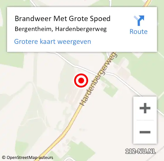 Locatie op kaart van de 112 melding: Brandweer Met Grote Spoed Naar Bergentheim, Hardenbergerweg op 22 november 2017 22:40
