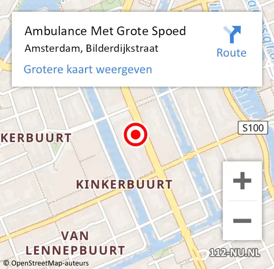 Locatie op kaart van de 112 melding: Ambulance Met Grote Spoed Naar Amsterdam, Bilderdijkstraat op 22 november 2017 22:42