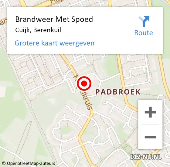Locatie op kaart van de 112 melding: Brandweer Met Spoed Naar Cuijk, Berenkuil op 22 november 2017 22:46