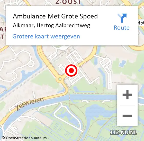 Locatie op kaart van de 112 melding: Ambulance Met Grote Spoed Naar Alkmaar, Hertog Aalbrechtweg op 22 november 2017 22:46