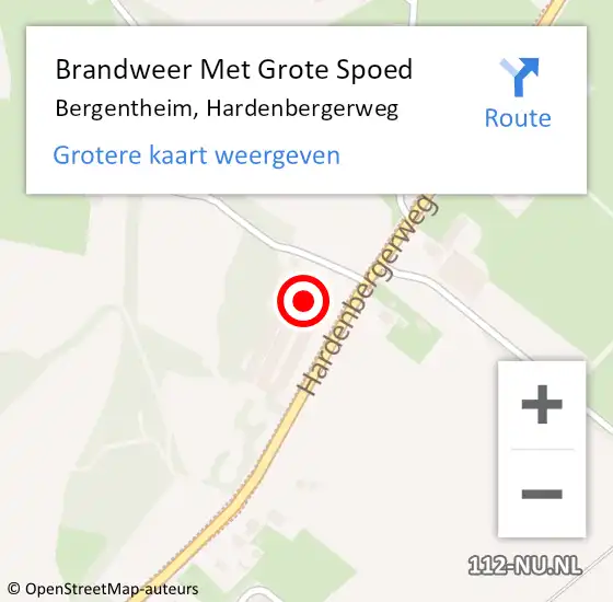 Locatie op kaart van de 112 melding: Brandweer Met Grote Spoed Naar Bergentheim, Hardenbergerweg op 22 november 2017 22:48