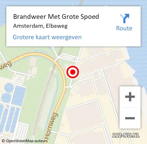 Locatie op kaart van de 112 melding: Brandweer Met Grote Spoed Naar Amsterdam, Elbaweg op 22 november 2017 22:52