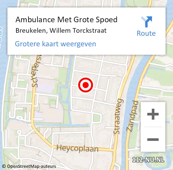 Locatie op kaart van de 112 melding: Ambulance Met Grote Spoed Naar Breukelen, Willem Torckstraat op 22 november 2017 23:06