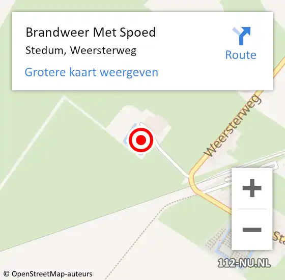 Locatie op kaart van de 112 melding: Brandweer Met Spoed Naar Stedum, Weersterweg op 22 november 2017 23:12