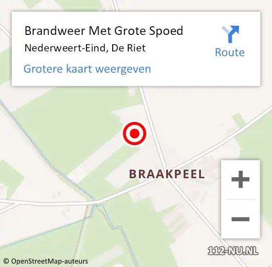 Locatie op kaart van de 112 melding: Brandweer Met Grote Spoed Naar Nederweert-Eind, De Riet op 22 november 2017 23:18