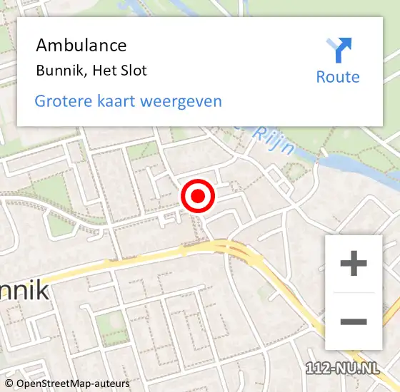 Locatie op kaart van de 112 melding: Ambulance Bunnik, Het Slot op 24 november 2017 16:16