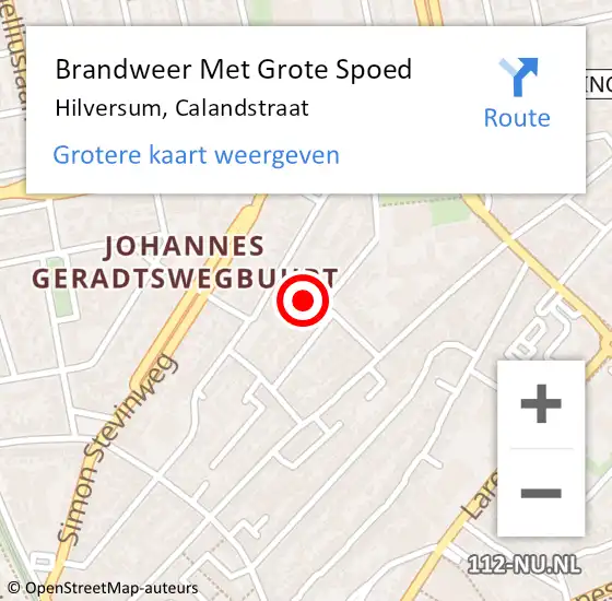 Locatie op kaart van de 112 melding: Brandweer Met Grote Spoed Naar Hilversum, Calandstraat op 24 november 2017 16:17