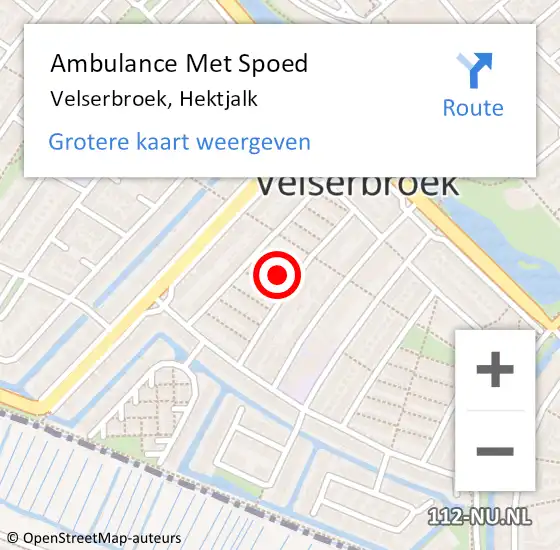 Locatie op kaart van de 112 melding: Ambulance Met Spoed Naar Velserbroek, Hektjalk op 24 november 2017 16:48