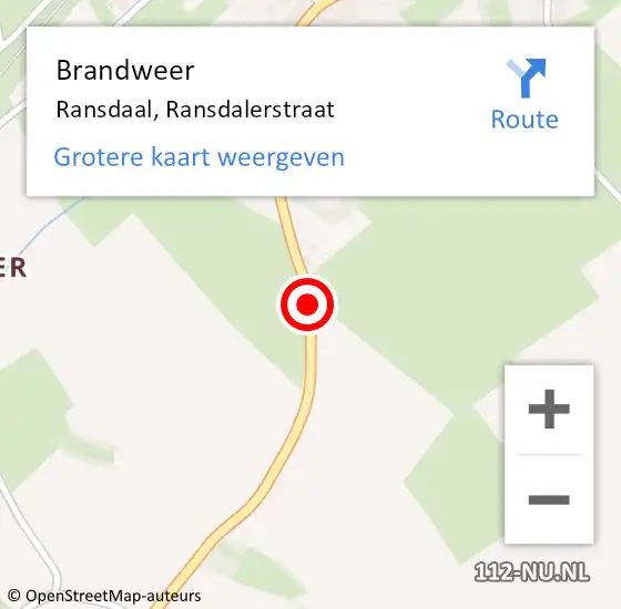 Locatie op kaart van de 112 melding: Brandweer Ransdaal, Ransdalerstraat op 7 februari 2014 17:09