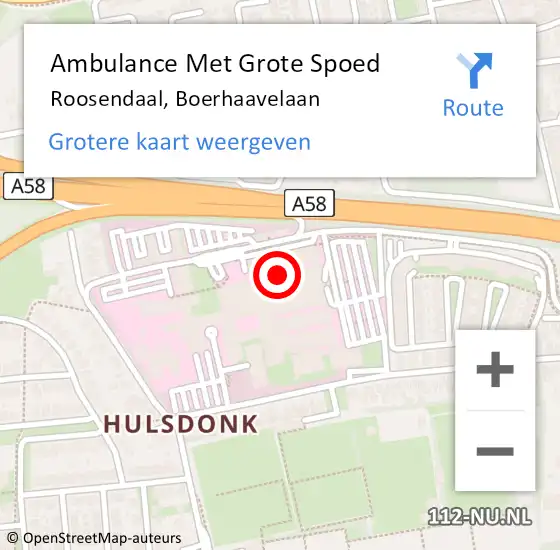 Locatie op kaart van de 112 melding: Ambulance Met Grote Spoed Naar Roosendaal, Boerhaavelaan op 24 november 2017 17:29