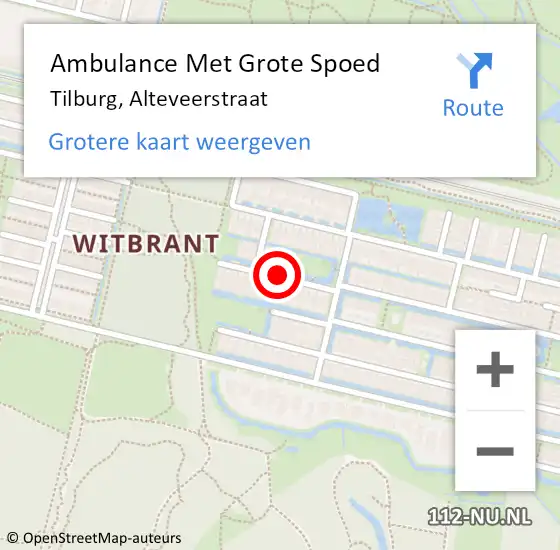 Locatie op kaart van de 112 melding: Ambulance Met Grote Spoed Naar Tilburg, Alteveerstraat op 24 november 2017 18:18