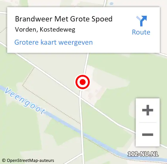 Locatie op kaart van de 112 melding: Brandweer Met Grote Spoed Naar Vorden, Kostedeweg op 24 november 2017 18:25