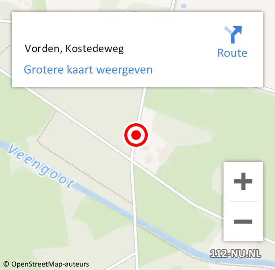 Locatie op kaart van de 112 melding:  Vorden, Kostedeweg op 24 november 2017 18:30