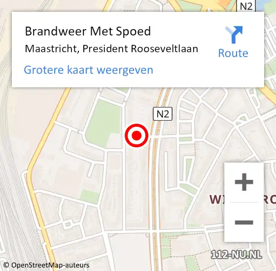 Locatie op kaart van de 112 melding: Brandweer Met Spoed Naar Maastricht, President Rooseveltlaan op 24 november 2017 18:37