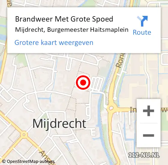 Locatie op kaart van de 112 melding: Brandweer Met Grote Spoed Naar Mijdrecht, Burgemeester Haitsmaplein op 24 november 2017 18:45