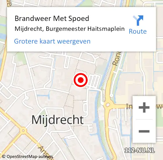 Locatie op kaart van de 112 melding: Brandweer Met Spoed Naar Mijdrecht, Burgemeester Haitsmaplein op 24 november 2017 18:52