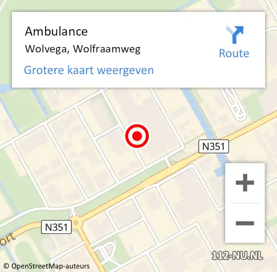 Locatie op kaart van de 112 melding: Ambulance Wolvega, Wolfraamweg op 24 november 2017 19:02