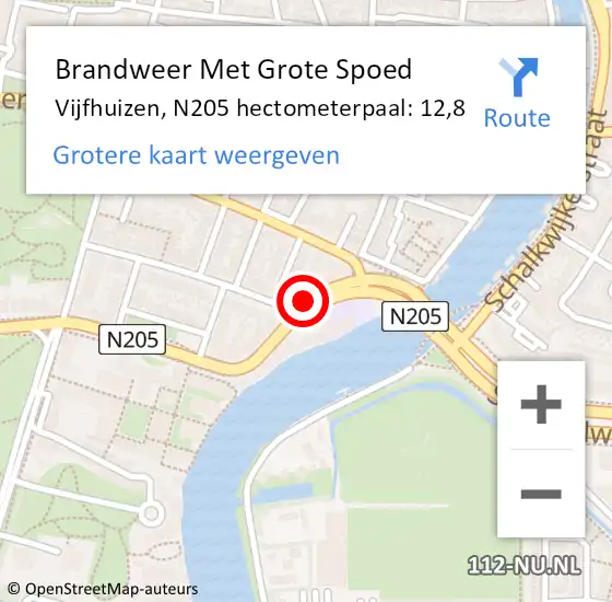 Locatie op kaart van de 112 melding: Brandweer Met Grote Spoed Naar Vijfhuizen, N205 hectometerpaal: 12,8 op 24 november 2017 19:16