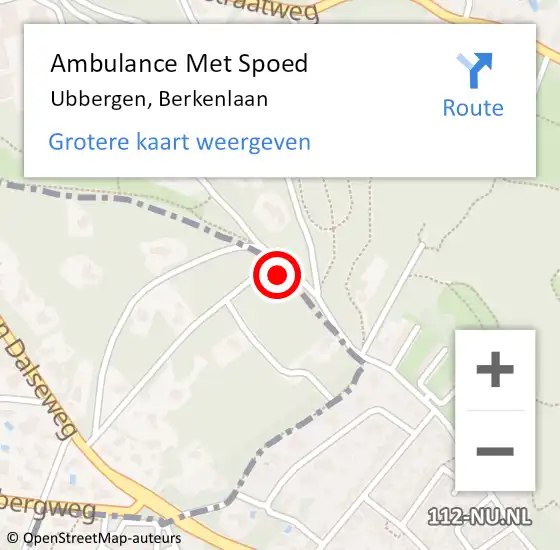 Locatie op kaart van de 112 melding: Ambulance Met Spoed Naar Ubbergen, Berkenlaan op 24 november 2017 19:49