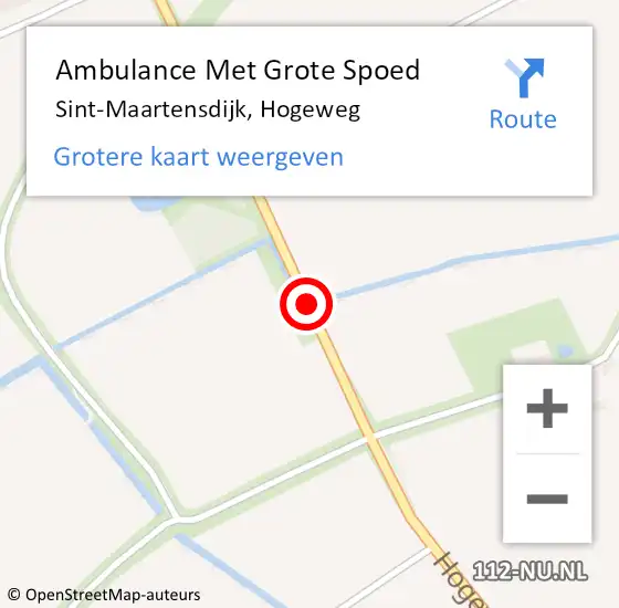 Locatie op kaart van de 112 melding: Ambulance Met Grote Spoed Naar Sint-Maartensdijk, Hogeweg op 24 november 2017 19:49