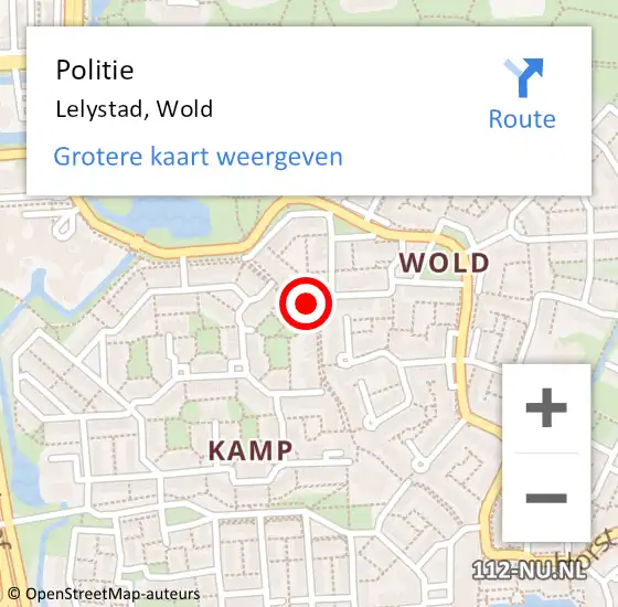 Locatie op kaart van de 112 melding: Politie Lelystad, Wold op 24 november 2017 20:22