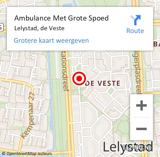 Locatie op kaart van de 112 melding: Ambulance Met Grote Spoed Naar Lelystad, de Veste op 24 november 2017 20:33