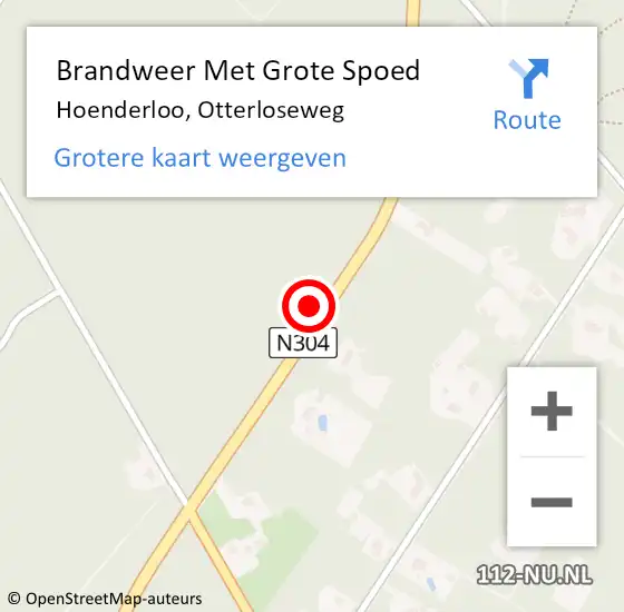 Locatie op kaart van de 112 melding: Brandweer Met Grote Spoed Naar Hoenderloo, Otterloseweg op 7 februari 2014 17:26