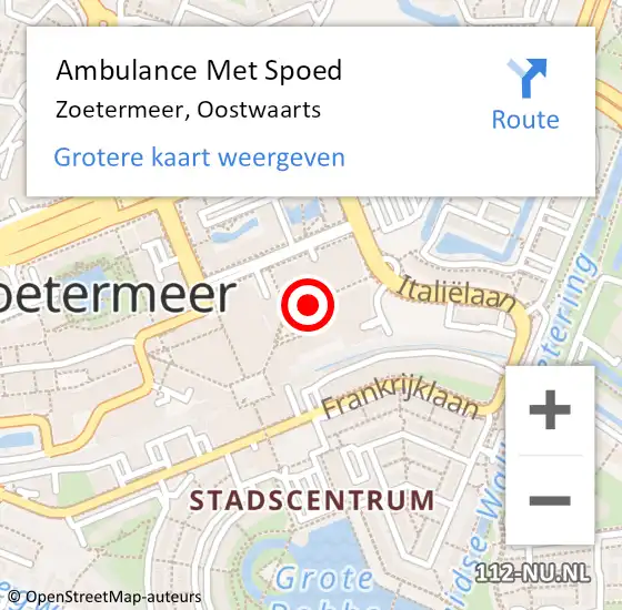 Locatie op kaart van de 112 melding: Ambulance Met Spoed Naar Zoetermeer, Oostwaarts op 24 november 2017 20:50