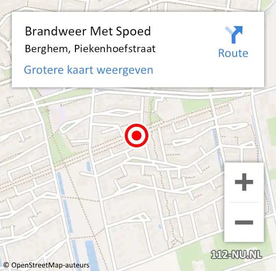 Locatie op kaart van de 112 melding: Brandweer Met Spoed Naar Berghem, Piekenhoefstraat op 24 november 2017 20:55