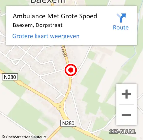 Locatie op kaart van de 112 melding: Ambulance Met Grote Spoed Naar Baexem, Dorpstraat op 24 november 2017 21:34