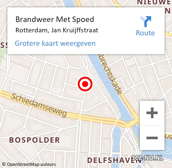 Locatie op kaart van de 112 melding: Brandweer Met Spoed Naar Rotterdam, Jan Kruijffstraat op 24 november 2017 21:52