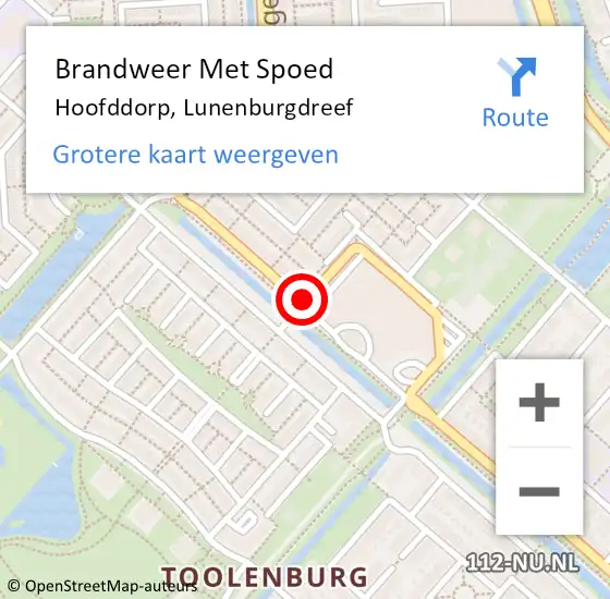 Locatie op kaart van de 112 melding: Brandweer Met Spoed Naar Hoofddorp, Lunenburgdreef op 24 november 2017 22:09