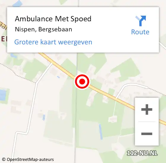 Locatie op kaart van de 112 melding: Ambulance Met Spoed Naar Nispen, Bergsebaan op 24 november 2017 22:30