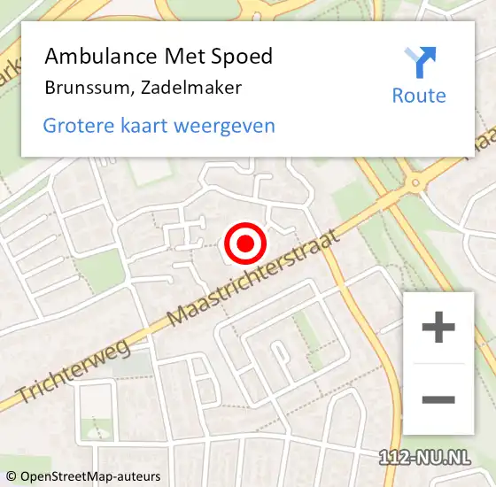 Locatie op kaart van de 112 melding: Ambulance Met Spoed Naar Brunssum, Zadelmaker op 7 februari 2014 17:37