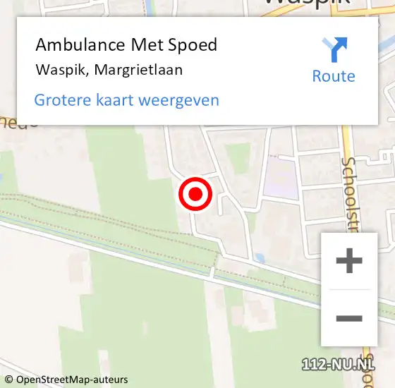 Locatie op kaart van de 112 melding: Ambulance Met Spoed Naar Waspik, Margrietlaan op 24 november 2017 23:24