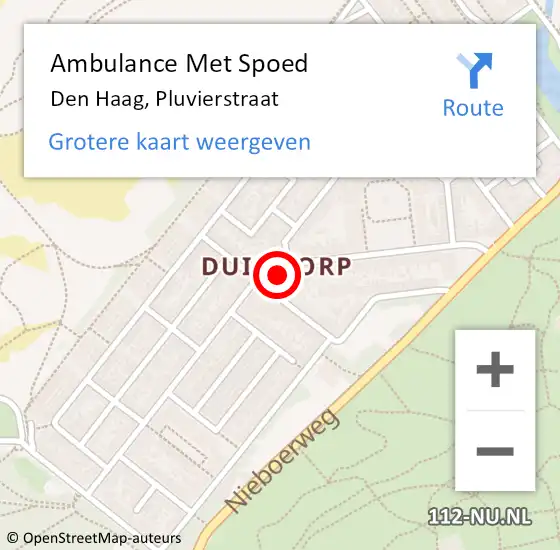 Locatie op kaart van de 112 melding: Ambulance Met Spoed Naar Den Haag, Pluvierstraat op 24 november 2017 23:36
