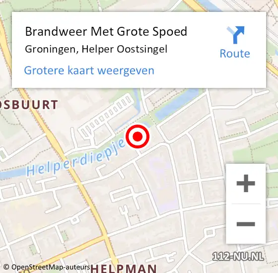 Locatie op kaart van de 112 melding: Brandweer Met Grote Spoed Naar Groningen, Helper Oostsingel op 25 november 2017 00:53