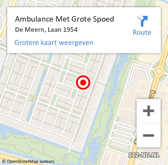 Locatie op kaart van de 112 melding: Ambulance Met Grote Spoed Naar De Meern, Laan 1954 op 25 november 2017 01:06