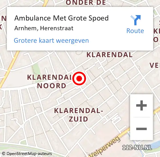 Locatie op kaart van de 112 melding: Ambulance Met Grote Spoed Naar Arnhem, Herenstraat op 25 november 2017 01:16