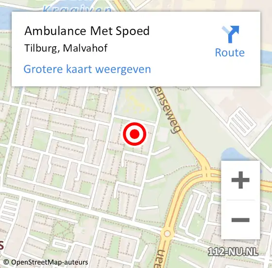 Locatie op kaart van de 112 melding: Ambulance Met Spoed Naar Tilburg, Malvahof op 25 november 2017 01:20