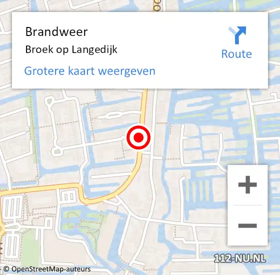 Locatie op kaart van de 112 melding: Brandweer Broek op Langedijk op 25 november 2017 01:53