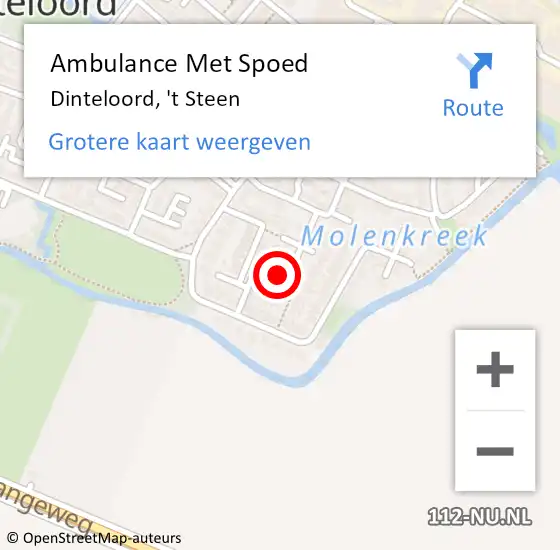 Locatie op kaart van de 112 melding: Ambulance Met Spoed Naar Dinteloord, 't Steen op 25 november 2017 02:06