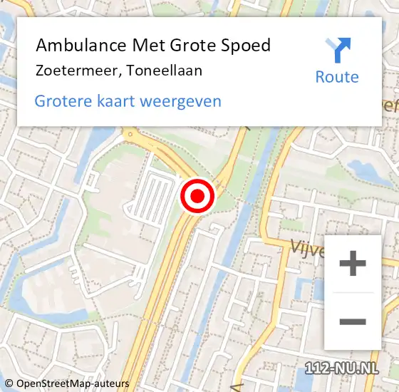 Locatie op kaart van de 112 melding: Ambulance Met Grote Spoed Naar Zoetermeer, Toneellaan op 25 november 2017 03:32